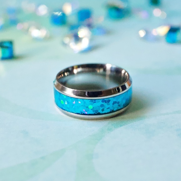 Tungsten Other - Tungsten Carbide Opal Inlay Ring Size 7